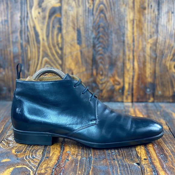 Doucal's Men Black Leather lace up Ankle Boots Size EU 41.5 / US 9 Made In Italy - Picture 3 of 10